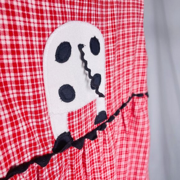 Vintage Funtasia Red Gingham Cow Appliqué Longalls Romper Outfit 3T - Picture 10 of 13